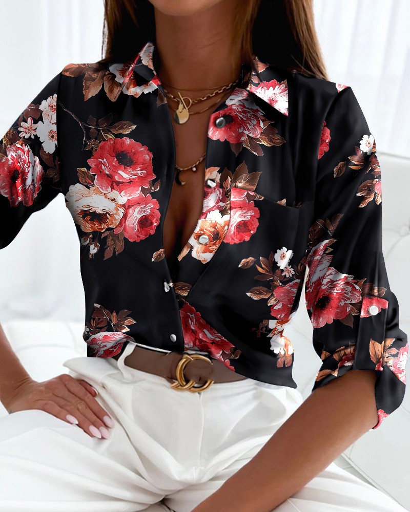 Winter Clothing Pinterest - Women's Long Sleeve Geometric Print Button