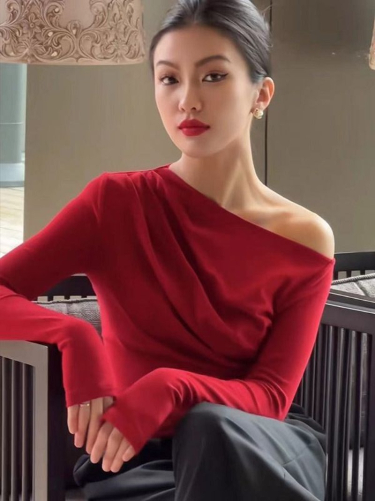 Winter Clothing On Sale - Slim Plain 2025 Off Shoulder Clothing