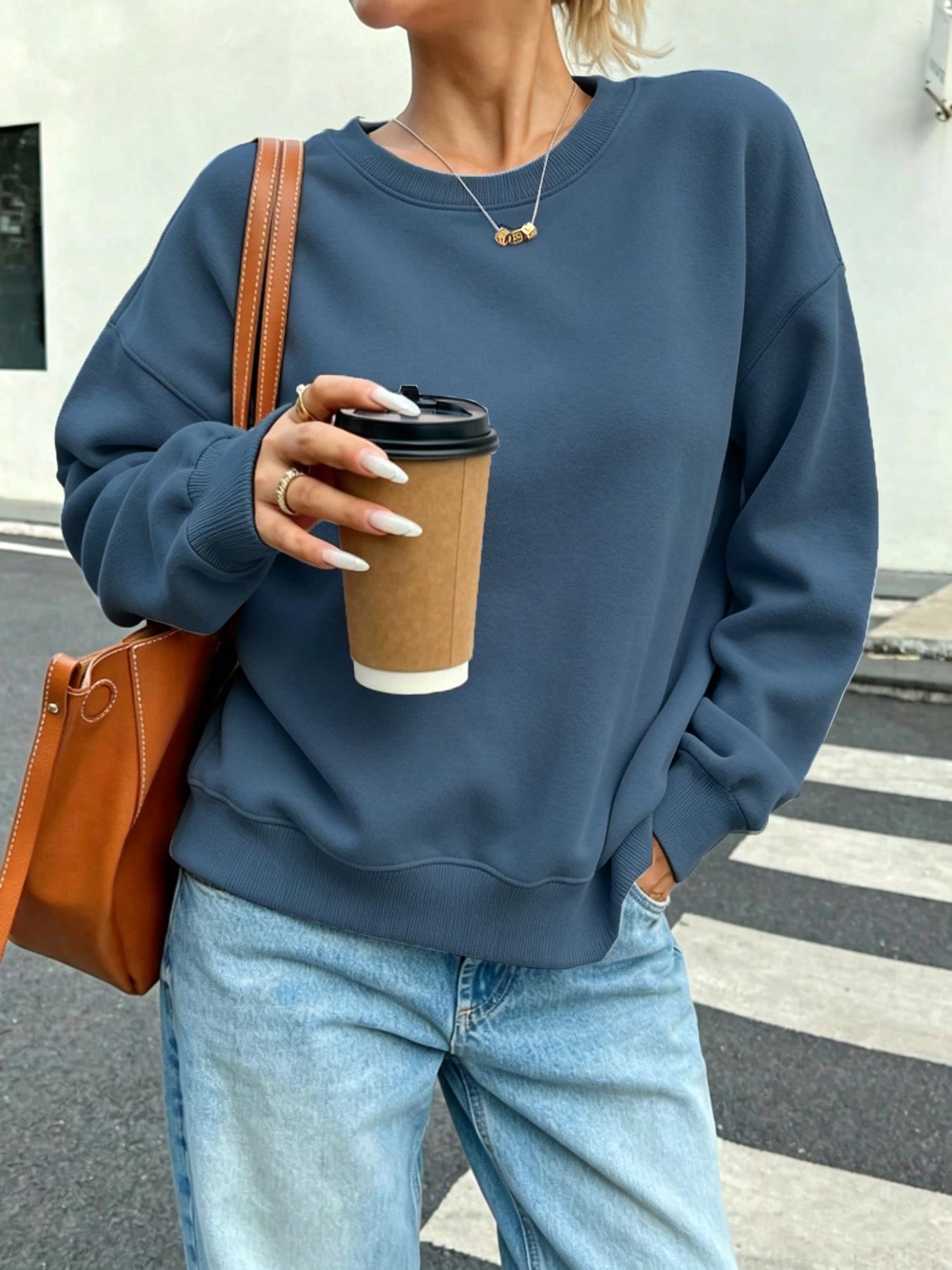 Winter Clothing On Sale - Solid Women's Casual Sweatshirts O-Neck Street