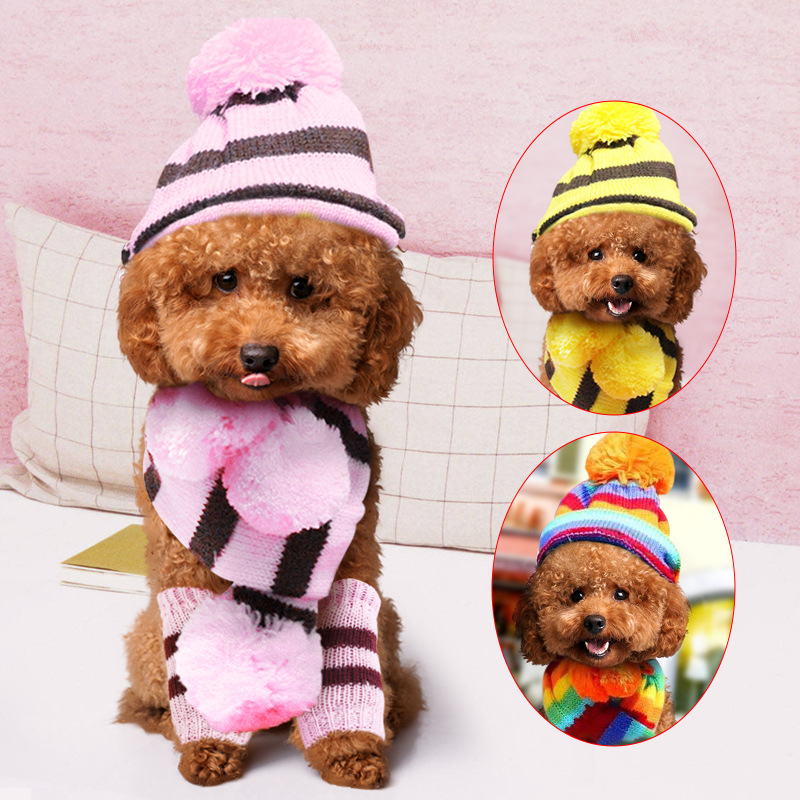 Rainbow Stripe Knitted Dog Win - огляд і ціна Winter Clothing Leg Warmers
