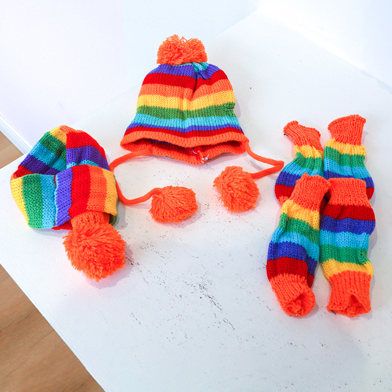 Rainbow Stripe Knitted Dog Win - огляд і ціна Winter Clothing Leg Warmers