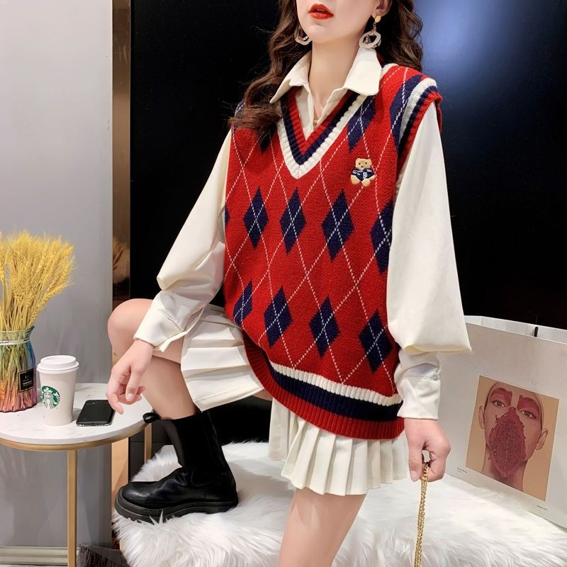 Red Knit Vests for Women Sleev - огляд і ціна Winter Clothing Aesthetic