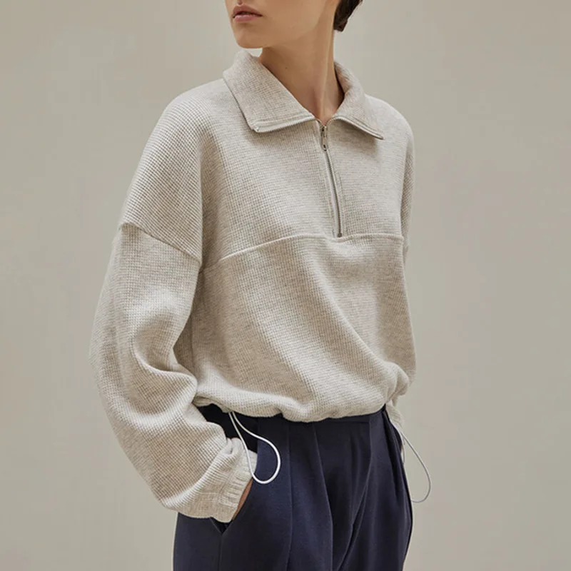 Cotton Waffle Zip Up Hoodies K - огляд і ціна Winter Clothing Aesthetic