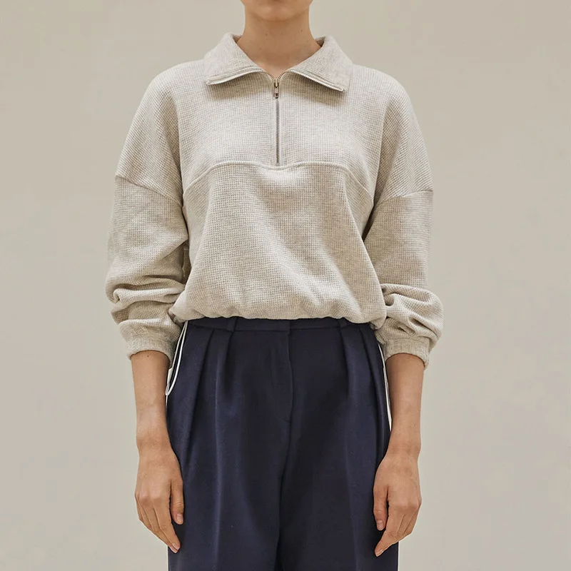 Cotton Waffle Zip Up Hoodies K - огляд і ціна Winter Clothing Aesthetic
