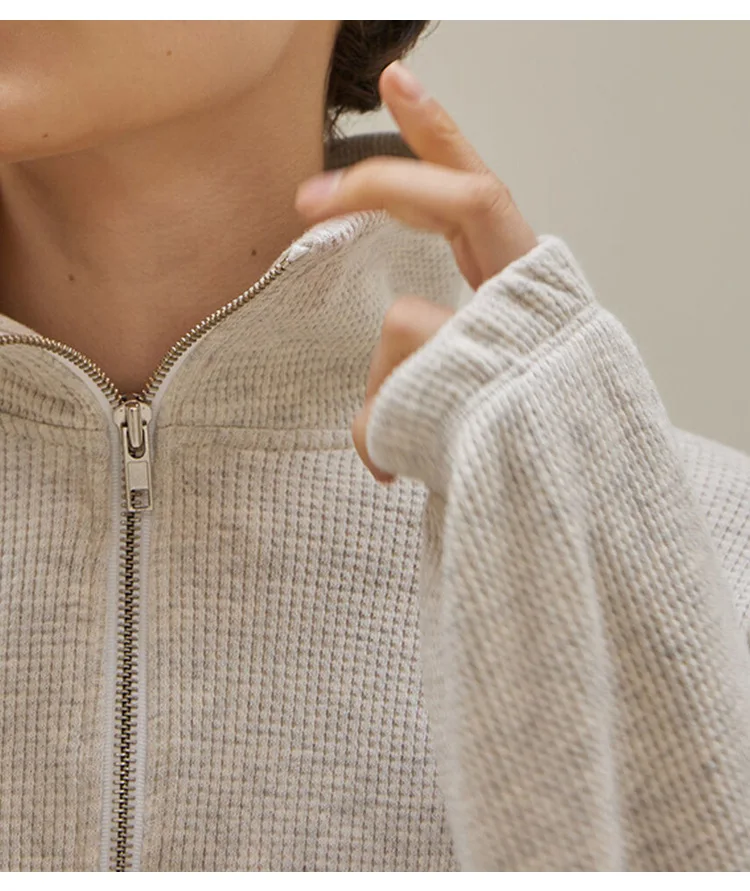 Cotton Waffle Zip Up Hoodies K - огляд і ціна Winter Clothing Aesthetic